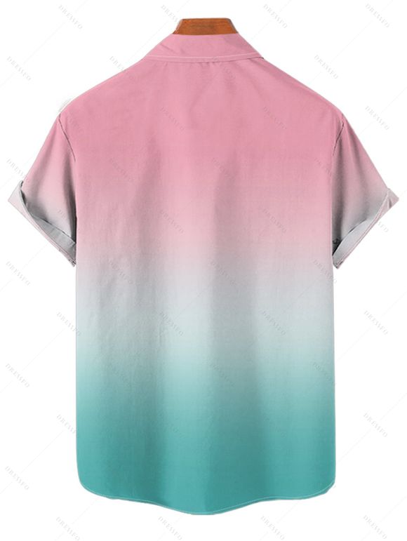 Vacation Couple Outfit for Beach Ombre Coconut Tree Print Mini Dress and Shirt Matching Set - multicolor S | US 4