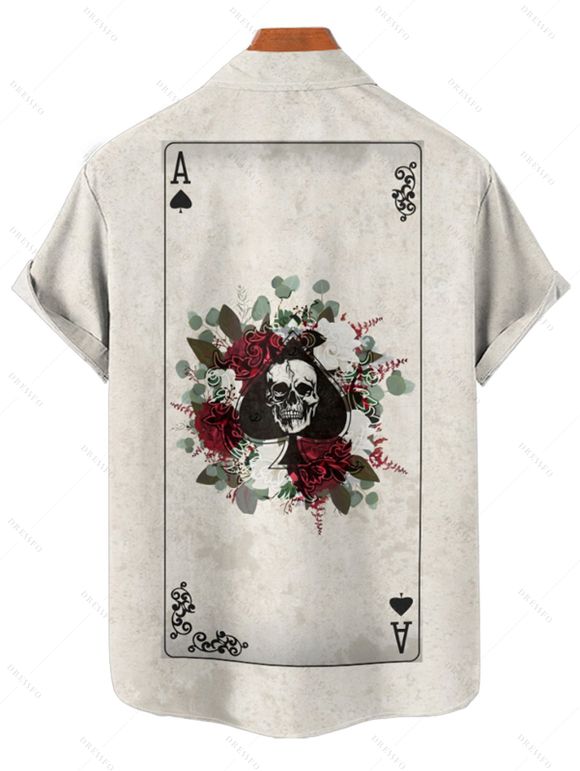 Gothic Couple Outfit Skull Playing Cards Print Spaghetti Strap Mini Dress and Shirt Matching Set - Gris Clair S | US 4