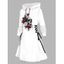 Rose Skull Print Drawstring Hoodie Side Lace Up A Line Hooded Dress - WHITE XXL | US 14