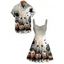 Gothic Couple Outfit for Halloween Pumpkin Sunflower Bat Print Mini Dress and Shirt Set - multicolor S | US 4