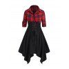 Robe mi-longue à carreaux et manches longues à lacets - Noir S | US 4