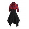 Robe mi-longue à carreaux et manches longues à lacets - Noir S | US 4