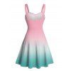 Robe de plage courte à imprimé cocotiers ombré et buste froncé - multicolor S | US 4