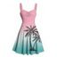 Robe de plage courte à imprimé cocotiers ombré et buste froncé - multicolor S | US 4