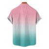 Chemise boutonnée à imprimé cocotiers ombré pour homme, idéale pour les vacances à la plage - multicolor S