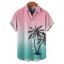 Chemise boutonnée à imprimé cocotiers ombré pour homme, idéale pour les vacances à la plage - multicolor S
