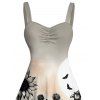 Robe gothique pour Halloween, mini-robe froncée à imprimé citrouille, tournesol et chauve-souris - multicolor S | US 4