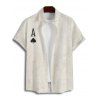 Chemise boutonnée gothique pour homme avec imprimé tête de mort et cartes à jouer - Gris Clair 5XL