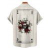 Chemise boutonnée gothique pour homme avec imprimé tête de mort et cartes à jouer - Gris Clair 5XL
