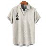 Chemise boutonnée gothique pour homme avec imprimé tête de mort et cartes à jouer - Gris Clair 5XL