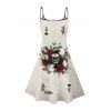 Gothic Couple Outfit Skull Playing Cards Print Spaghetti Strap Mini Dress and Shirt Matching Set - Gris Clair S | US 4