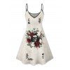 Gothic Couple Outfit Skull Playing Cards Print Spaghetti Strap Mini Dress and Shirt Matching Set - Gris Clair S | US 4