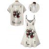 Gothic Couple Outfit Skull Playing Cards Print Spaghetti Strap Mini Dress and Shirt Matching Set - Gris Clair S | US 4