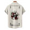 Gothic Couple Outfit Skull Playing Cards Print Spaghetti Strap Mini Dress and Shirt Matching Set - Gris Clair S | US 4