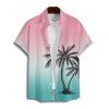 Vacation Couple Outfit for Beach Ombre Coconut Tree Print Mini Dress and Shirt Matching Set - multicolor S | US 4