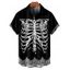 Chemise boutonnée gothique à imprimé squelette pour homme pour Halloween - Noir 5XL