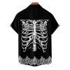 Chemise boutonnée gothique à imprimé squelette pour homme pour Halloween - Noir 5XL