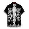 Chemise boutonnée gothique à imprimé squelette pour homme pour Halloween - Noir 5XL
