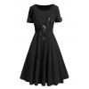 Gothic Outfit Lace Up Mini Dress and Heart Rivet Spider Necklace Boots Set - Noir S | US 4