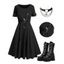 Gothic Outfit Lace Up Mini Dress and Heart Rivet Spider Necklace Boots Set - Noir S | US 4