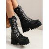 Gothic Outfit Lace Up Mini Dress and Heart Rivet Spider Necklace Boots Set - Noir S | US 4