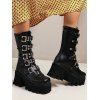 Gothic Outfit Lace Up Mini Dress and Heart Rivet Spider Necklace Boots Set - Noir S | US 4