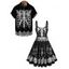 Gothic Couple Outfit Skeleton Print Lace Up Mini Dress and Shirt Set for Halloween - Noir S | US 4