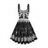 Gothic Couple Outfit Skeleton Print Lace Up Mini Dress and Shirt Set for Halloween - Noir S | US 4