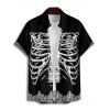 Gothic Couple Outfit Skeleton Print Lace Up Mini Dress and Shirt Set for Halloween - Noir S | US 4