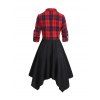 Gothic Outfit Plaid Print Lace Up Midi Dress and Skeleton Earrings Chain Boots Set - Rouge foncé S | US 4