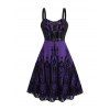 Gothic Outfit Cross Printed Grommet Dress and Rivets Choker Buckle Boots Set for Halloween - Concorde S | US 4