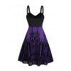 Gothic Outfit Cross Printed Grommet Dress and Rivets Choker Buckle Boots Set for Halloween - Concorde S | US 4