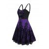 Gothic Outfit Cross Printed Grommet Dress and Rivets Choker Buckle Boots Set for Halloween - Concorde S | US 4