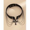 Gothic Outfit Cross Printed Grommet Dress and Rivets Choker Buckle Boots Set for Halloween - Concorde S | US 4