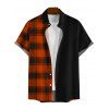 Gothic Couple Outfit Plaid Print Buckle Strap Chain Embellishment Mini Dress and Shirt Set - Orange S | US 4