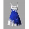 Robe de Soirée Volantée Imprimé Flocon de Neige et Clochette de Noël - Bleu XXXXL | US 18
