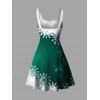 Robe de Soirée Volantée Imprimé Flocon de Neige et Clochette de Noël - Vert profond XXXXXL | US 20