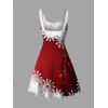Robe de Soirée Volantée Imprimé Flocon de Neige et Clochette de Noël - Rouge XXXXXL | US 20