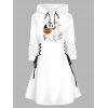 Robe à capuche d'Halloween, mini-robe à lacets et cordons de serrage, imprimé fantôme citrouille - Blanc S | US 4