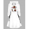 Robe à capuche d'Halloween, mini-robe à lacets et cordons de serrage, imprimé citrouille fantôme - Blanc S | US 4
