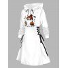 Robe à capuche d'Halloween, mini-robe à lacets et cordons de serrage, imprimé citrouille fantôme - Blanc S | US 4
