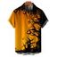 Chemise boutonnée gothique pour homme, motif citrouille et forêt, pour Halloween - Orange 2XL