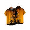 Chemise boutonnée gothique pour homme, motif citrouille et forêt, pour Halloween - Orange 2XL