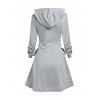 Robe à capuche gothique, mini-robe à lacets et cordons de serrage, imprimé floral, têtes de mort, pour Halloween - Gris Clair S | US 4