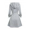 Robe à capuche gothique, imprimé tête de mort et tournesol, mini-robe à lacets et cordons de serrage pour Halloween - Gris Clair S | US 4