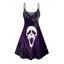 Robe gothique à imprimé tête de mort et toile d'araignée, mini-robe à bretelles spaghetti pour Halloween - Concorde S | US 4