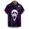Chemise boutonnée gothique pour homme avec imprimé tête de mort et toile d'araignée pour Halloween - Concorde XL