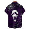 Chemise boutonnée gothique pour homme avec imprimé tête de mort et toile d'araignée pour Halloween - Concorde XL