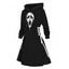 Robe à capuche gothique pour Halloween, mini-robe à lacets et cordons de serrage, imprimé tête de mort - Noir S | US 4