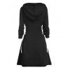 Robe à capuche gothique pour Halloween, mini-robe à lacets et cordons de serrage, imprimé tête de mort - Noir S | US 4